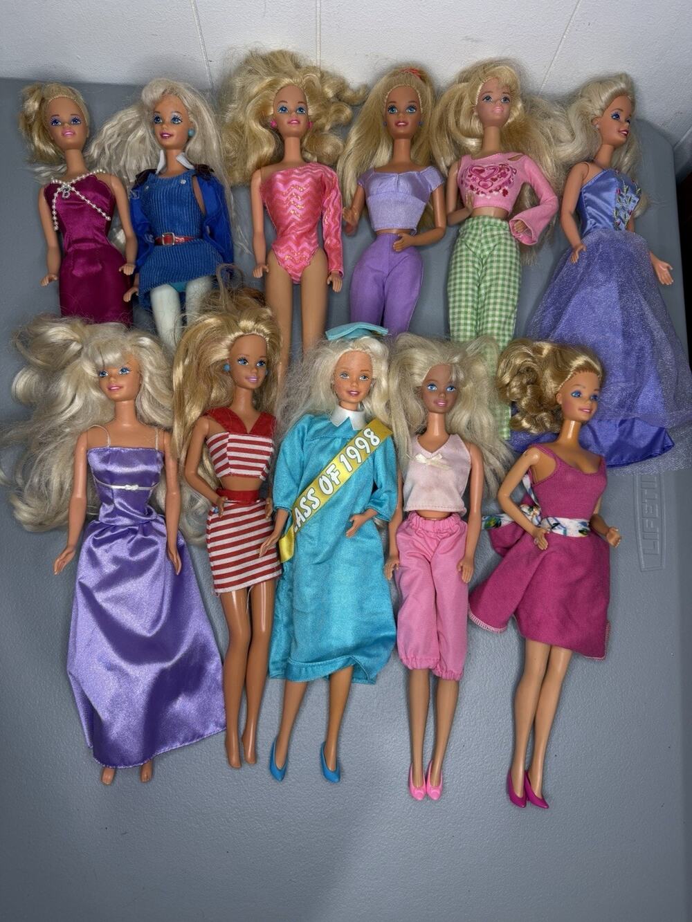 Vintage 1980s 1990s Barbie Doll Lot 10 Dresses Jewelry Mattel Y2K Blonde Shoes